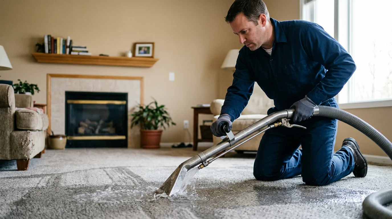 Water damage restoration technician working near Gower, MO